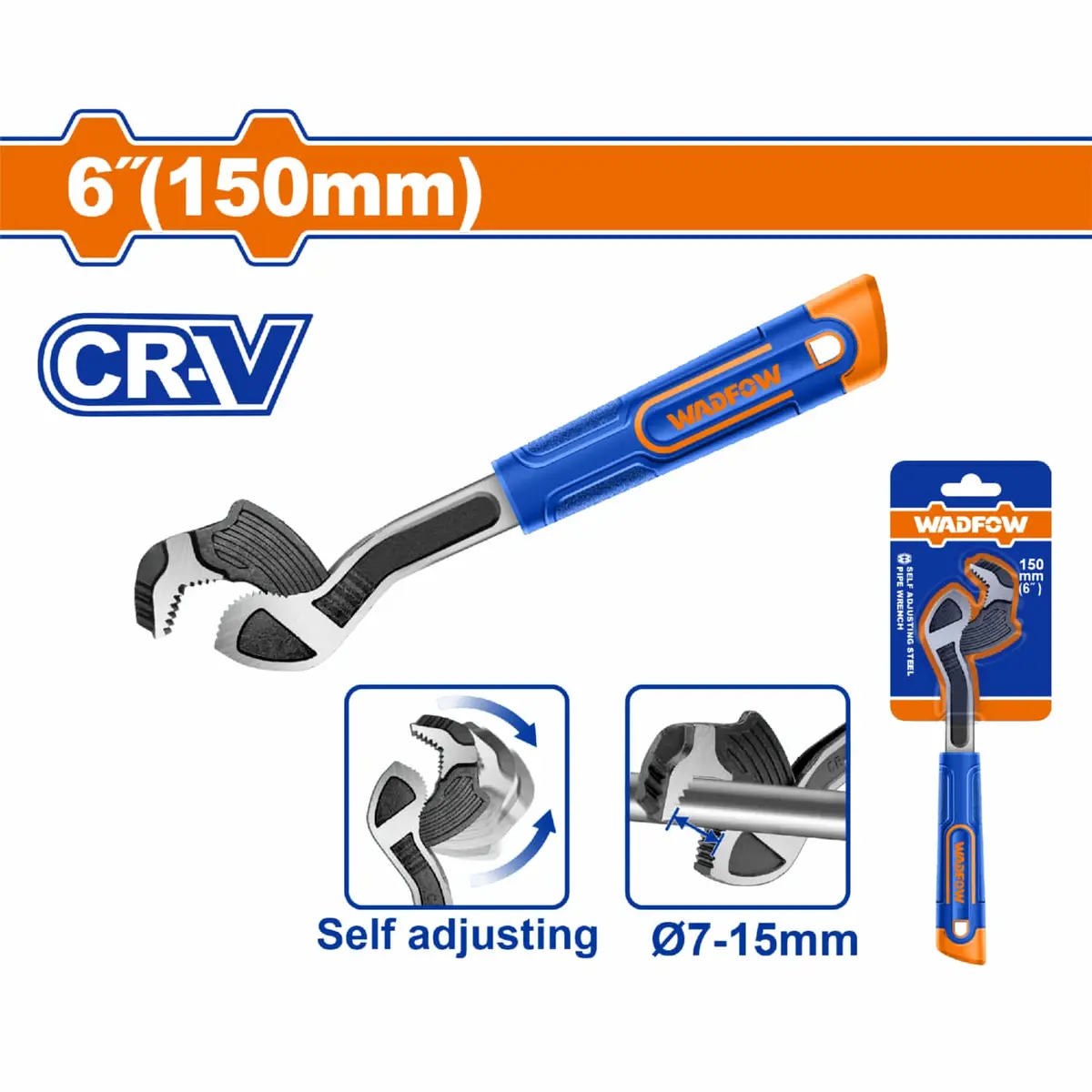 Llave Pico De Loro Auto Ajustable 150Mm (6") Cr-V Apertura 7-15Mm Acabado Negro Y Pulido. Pinza Alicate 1
