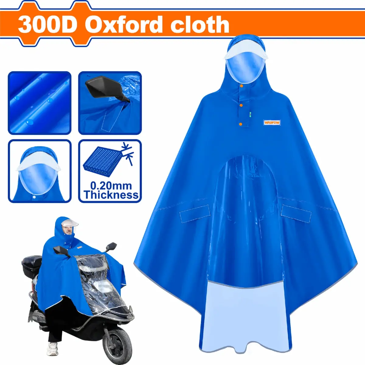 Capote Impermeable Para Motorizados. 300D Oxford Grosor 0.20Mm Talla Unica One Size. Cubre La Moto. Poncho Para Lluvia 1