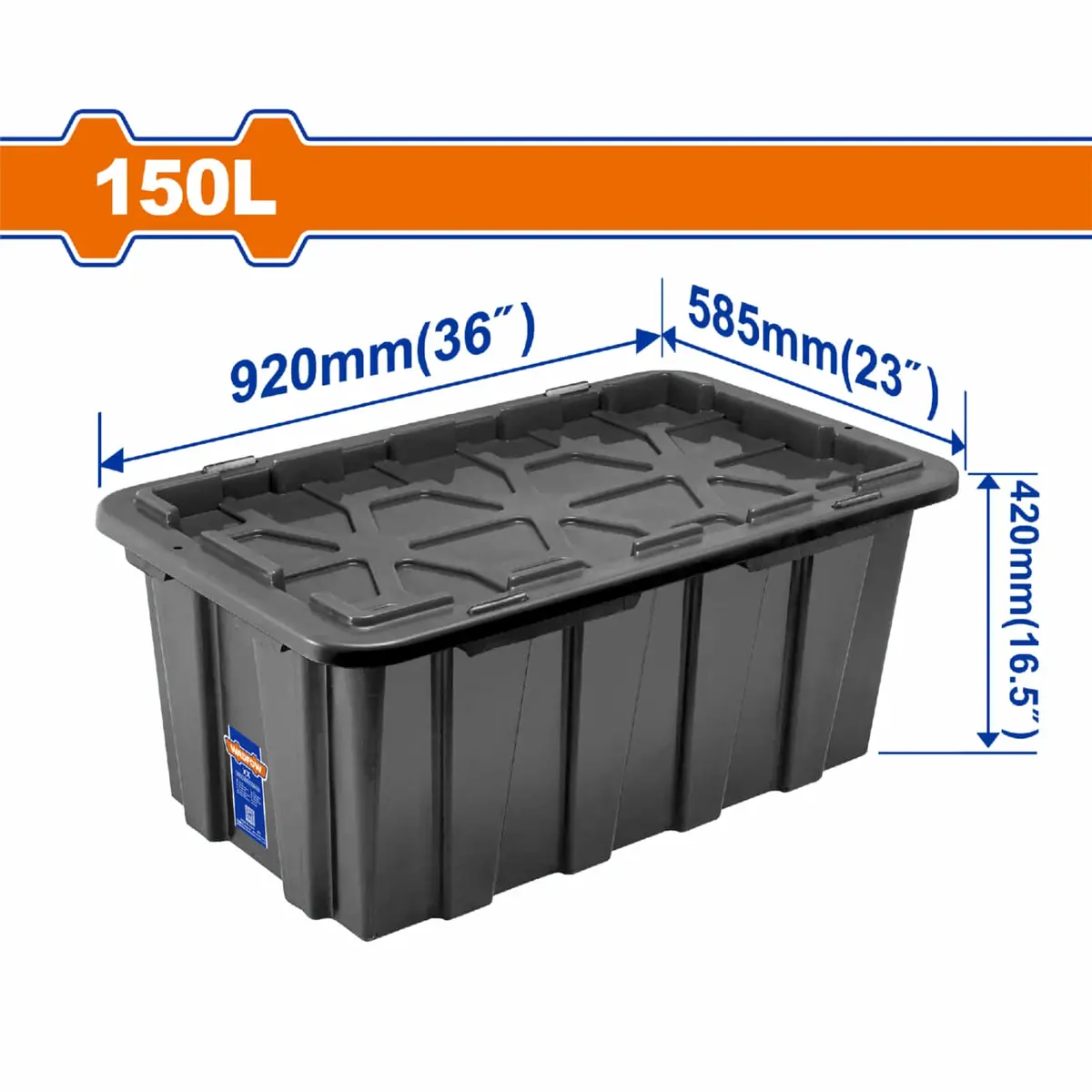 Caja Plástica Contenedor De Almacenamiento Plástico 150L. 920 Mm (36") X 585 Mm (23") X 420 Mm (16,5”) Hebilla De Plástico. Peso: 4600G. 1