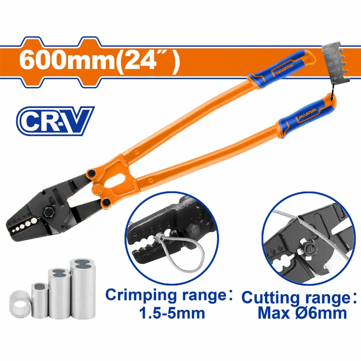 Alicate Para Crimpar Cables De Acero 24" (600Mm) Cr-V Rango 1.5-3.5M Corte Φ6 Mm Tratamiento Térmico. Pinza 1