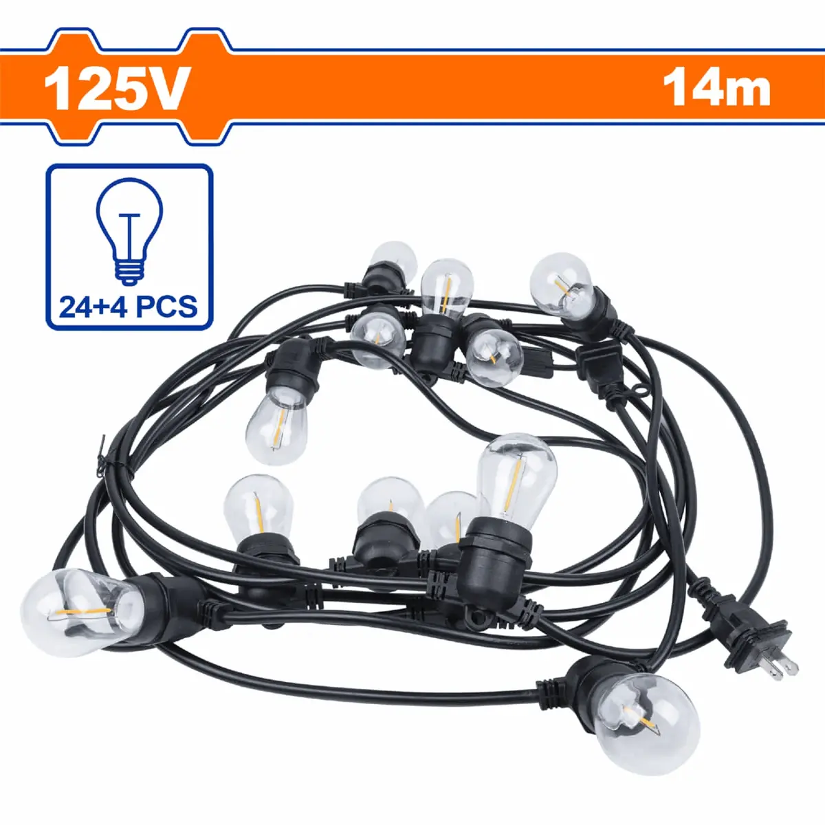 Guirnalda De Luces Led 14.6M 24 Bombillas E26 S14 1W, Exterior 125V, Cable Etl, Con Repuestos 1