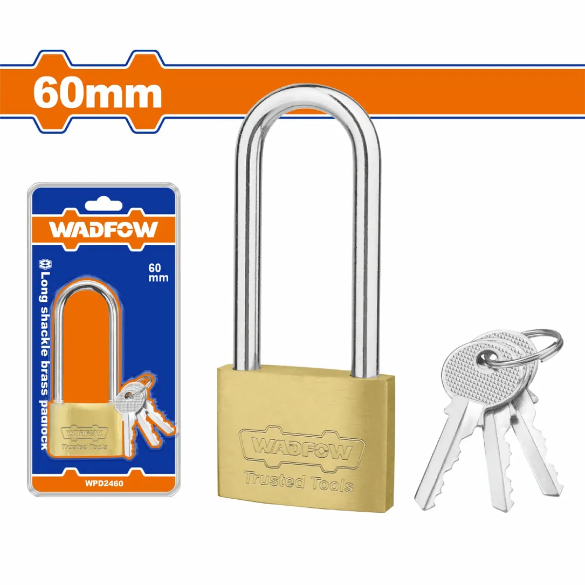 Candado De Latón Extra Largo Estándar 60Mm. Incluye 3 Llaves. 1