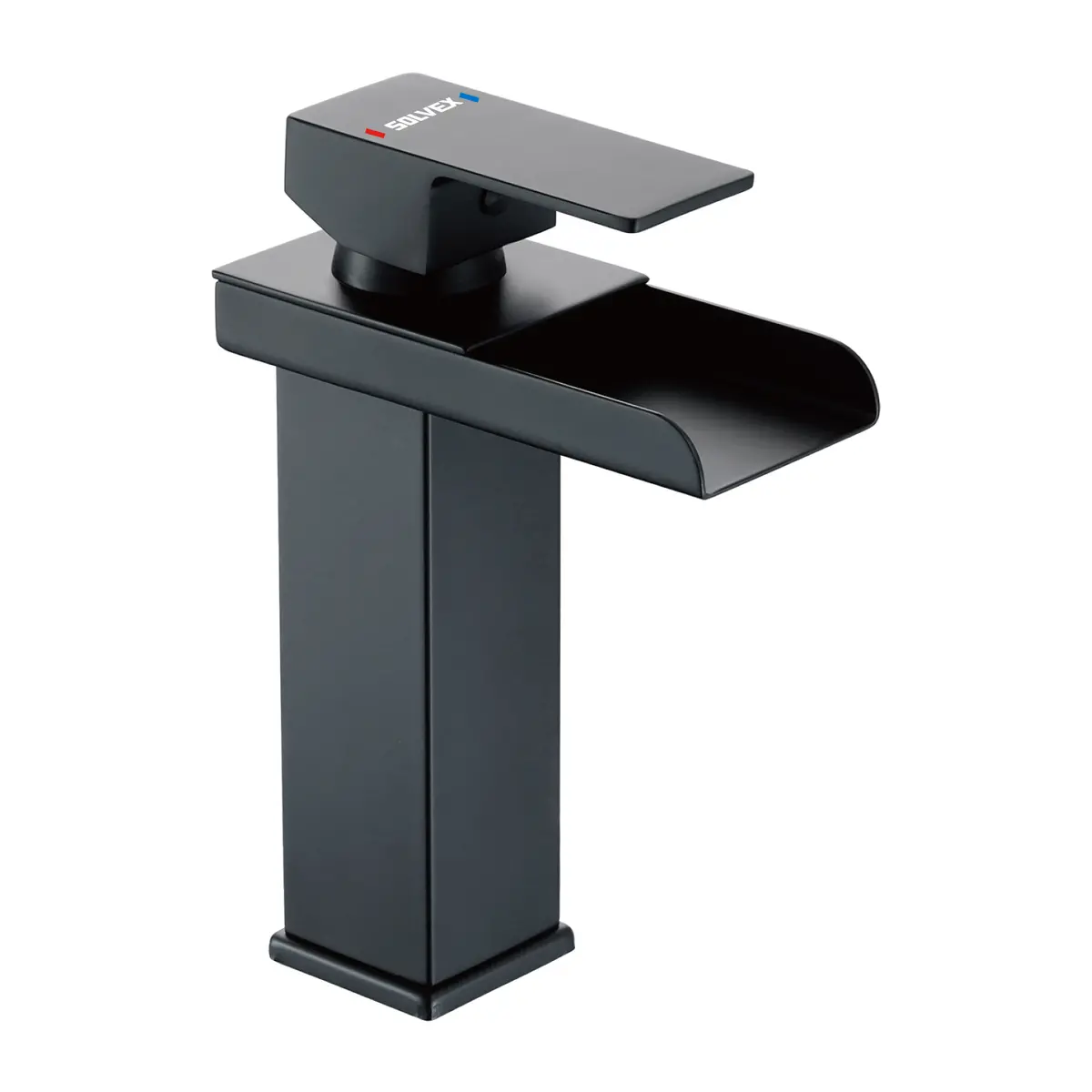 Llave De Lavamanos Individual. Color Negro. Grifo Para Lavabo. Pluma Agua Fría Y Caliente Tipo Cascada. 2