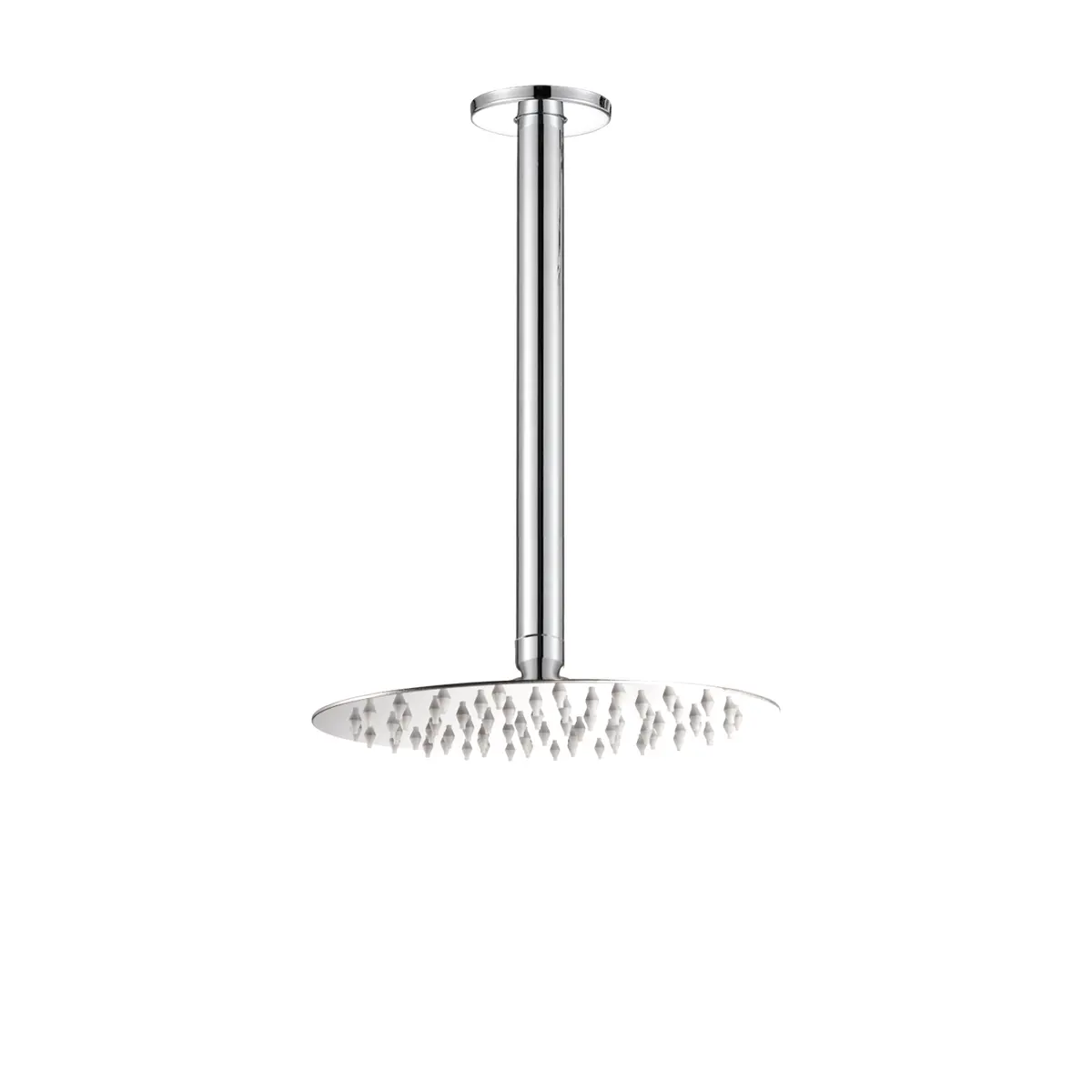 Regadera Redonda Para Ducha Tipo Lluvia 8". Acero Inoxidable Cromado Con Brazo De Techo. 2