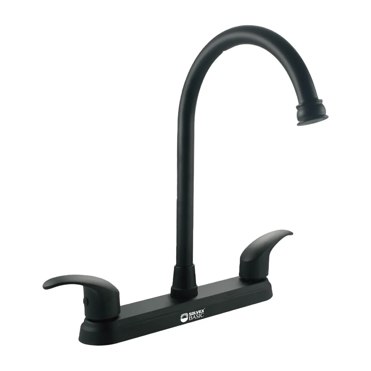 Grifo Mezclador 8" Para Fregador De Cocina. Pluma Llave Con Cuerpo De Zinc Y 1/4 De Vuelta. Color Negro. 2