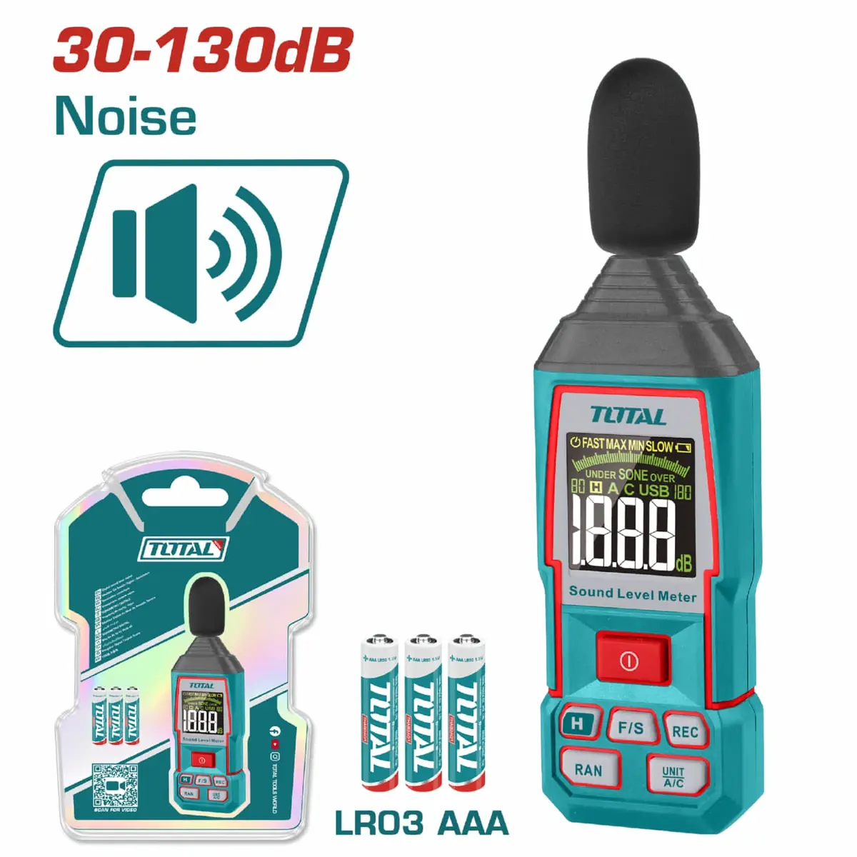 Medidor De Ruido En Decibeles Digital 30-130Db. Rango Dinámico: 50Db 1