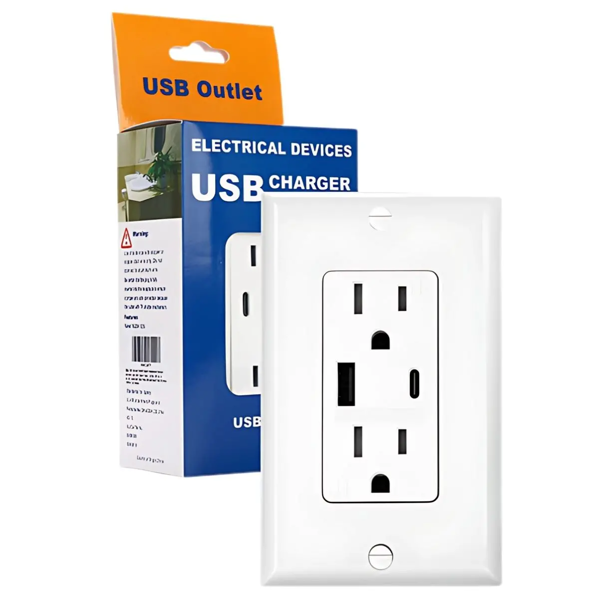 Tomacorriente Con Cargador Usb Tipo A Y Tipo C Empotrable (Color Blanco) 15A. 1