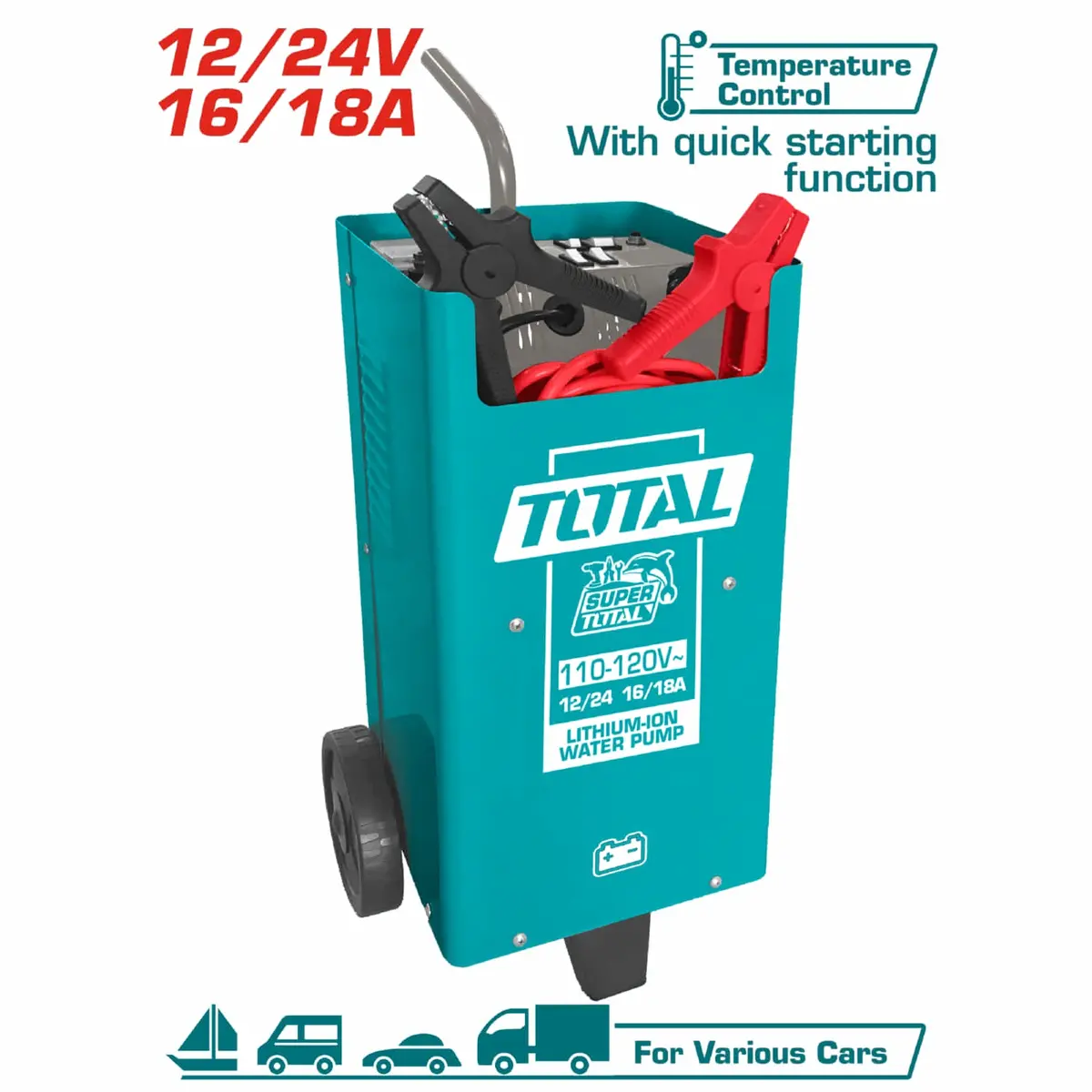 Cargador De Batería Y Arrancador Auxiliar 12/24V 16/18A Para Autos Y Camionetas. Voltaje 110V. 1