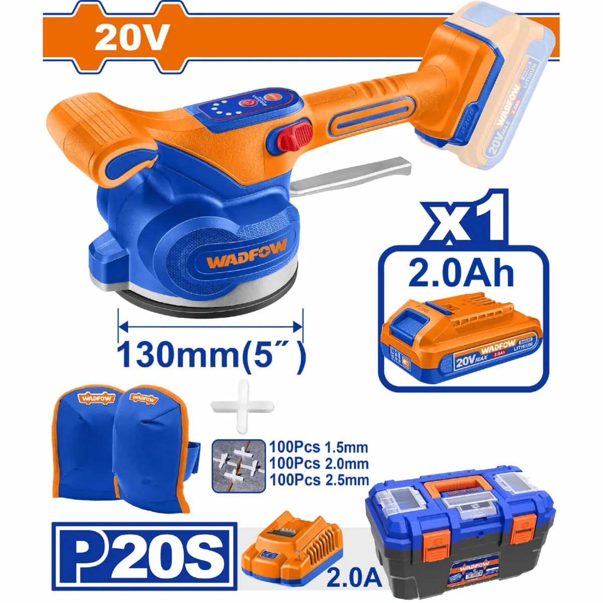 Vibradora Para Baldosas Azulejos Inalámbrica 20V 0-10000Rpm Ventosa 130Mm Incluye Batería Y Cargador. Ventosa Vibradora Niveladora 1