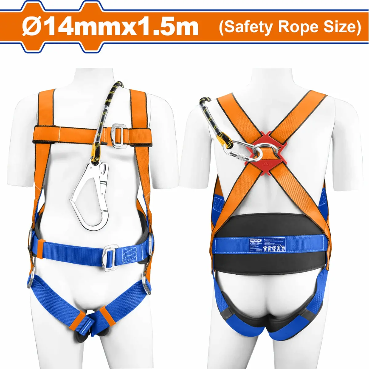 Arnés De Seguridad Con 1 Anillo Dorsal Antícaidas  Y 2 Argollas De La Cintura Para Abajo. 14Mmx1.95M Poliéster. Arnes Linea De Vida. 1