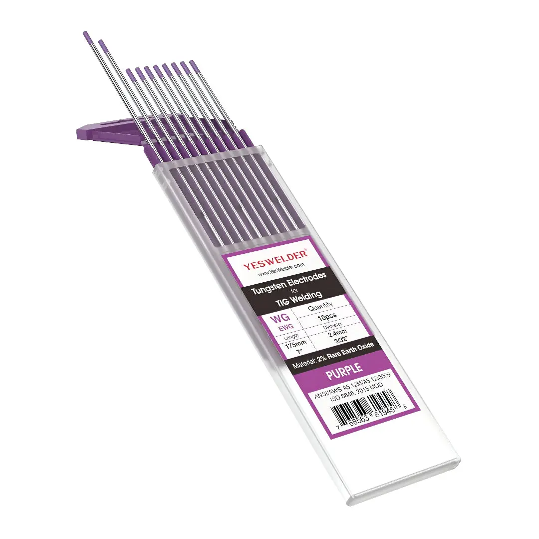 Tungstenos E3 Purpura 2.4Mm (3/32") Para Soldadura Tig (No Radioactivos) (Caja De 10 Pcs) 1