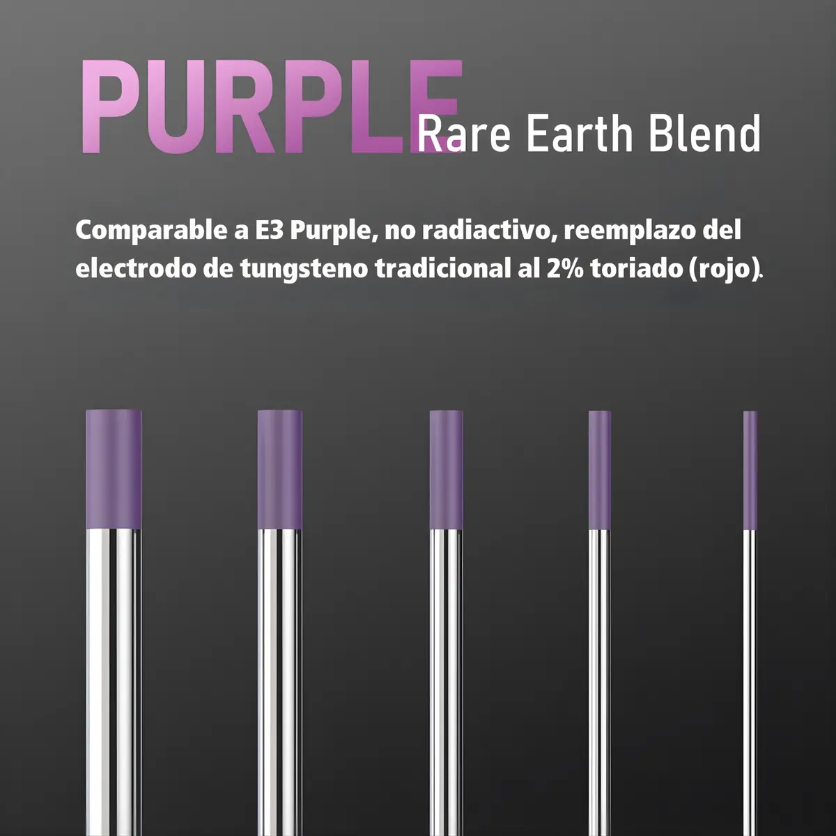 Tungstenos E3 Purpura 2.4Mm (3/32") Para Soldadura Tig (No Radioactivos) (Caja De 10 Pcs) 2