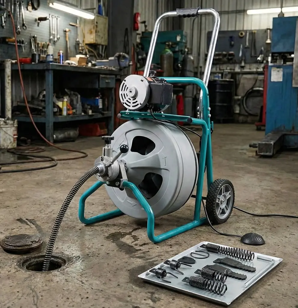 Trompo Electrico Destapa Cañerias Destapador De Drenaje (100Pies-1/2") 12.7Mmx30m 110V/60Hz 1