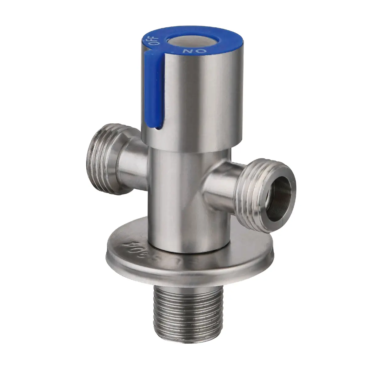 Llave De Ángulo Doble Para Lavamanos Y Fregadores. Válvula Satinada De Acero Inoxidable. 2