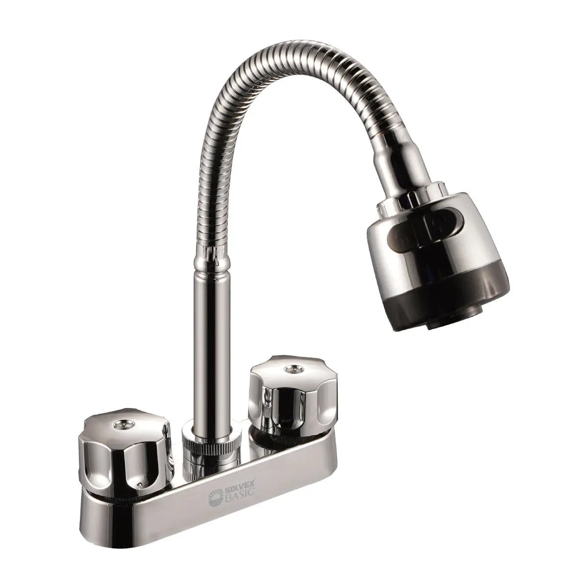 Grifo Mezclador 4" Para Lavamanos O Fregador Tipo Bar. Pluma Llave Con Cuello Flexible Y Doble Función. 2