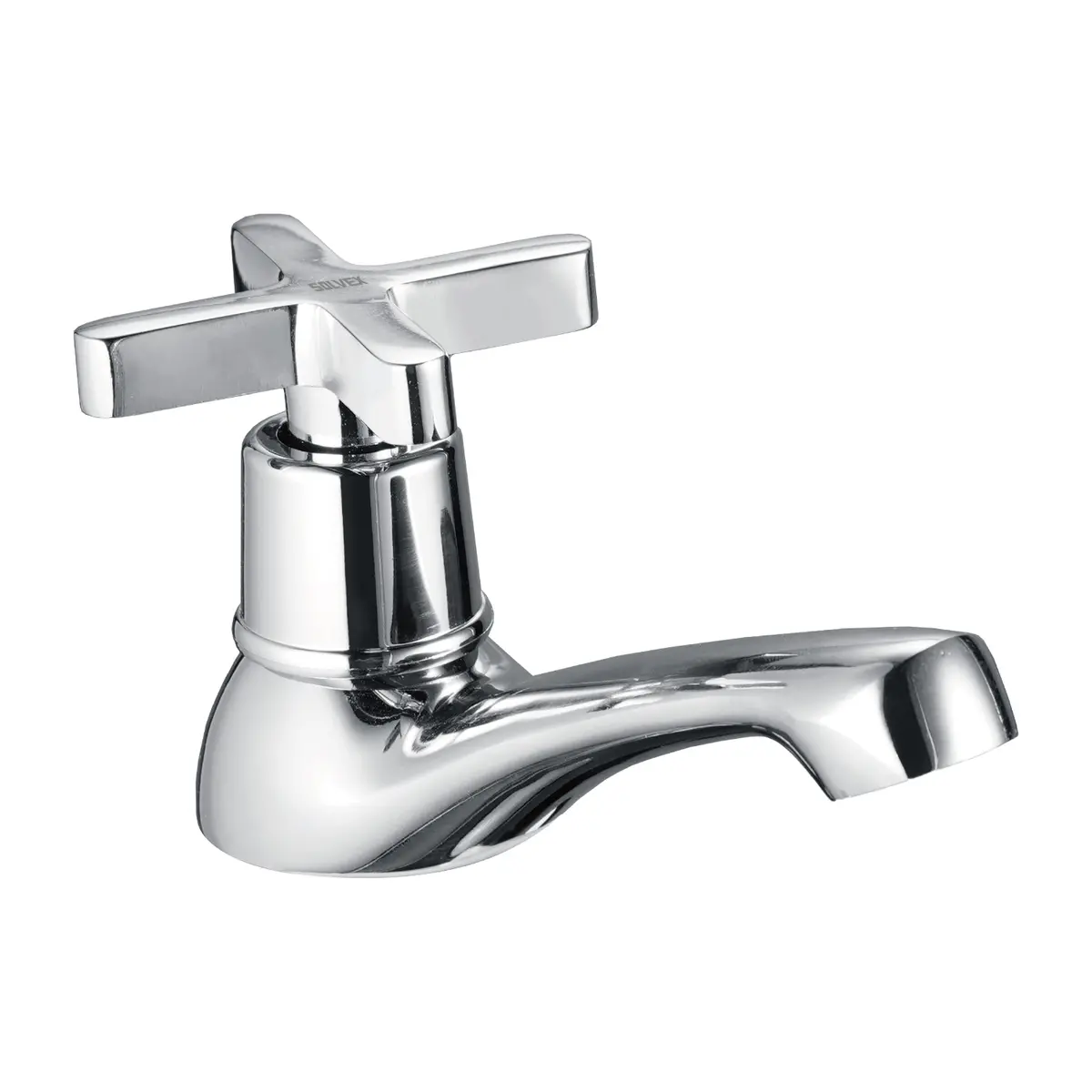 Llave Para Lavabo De Latón Cromado. Pluma Grifo Individual Para Lavamanos. De Agua Fría Y Acabado Brillante. 2