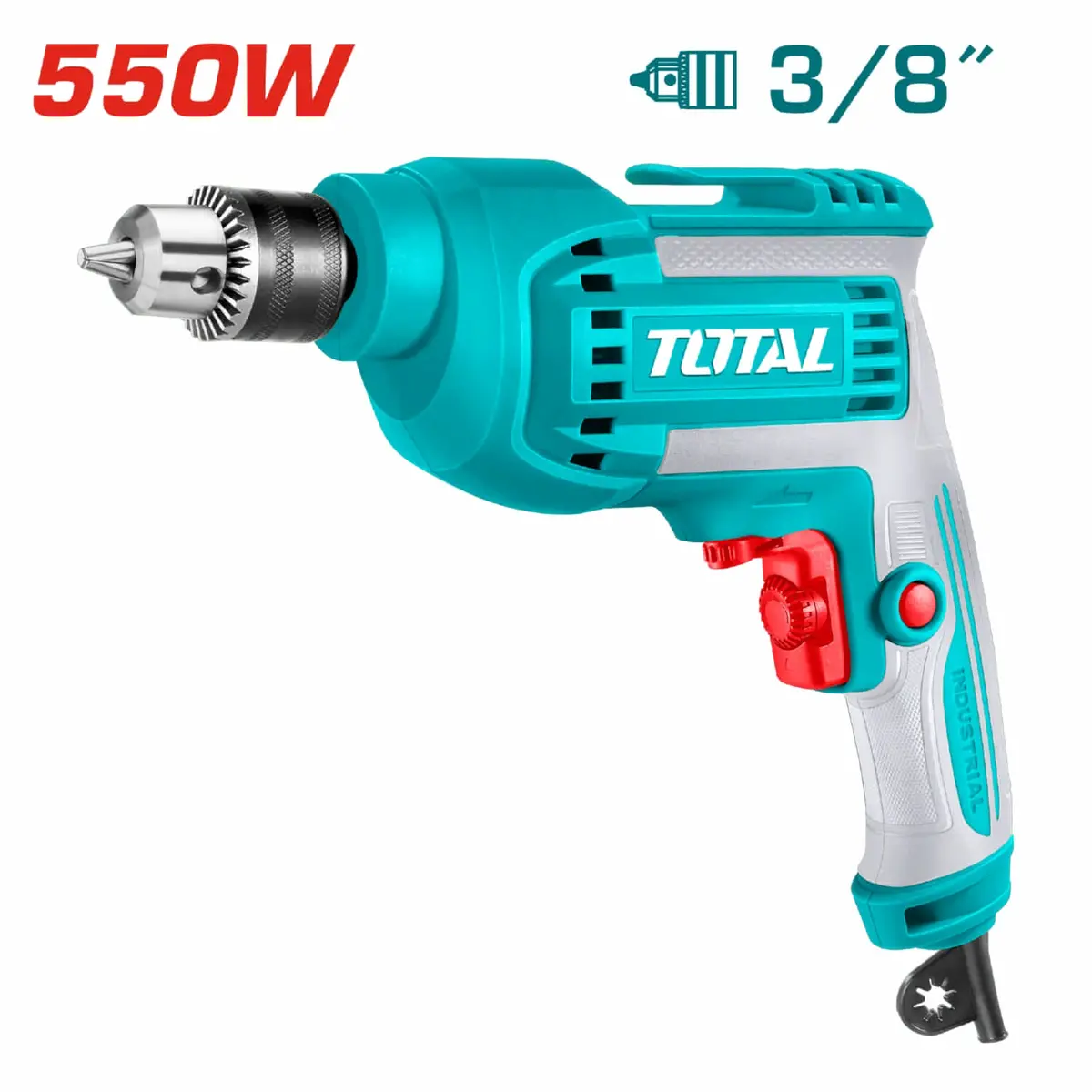 Taladro Eléctrico 3/8" De 550W Con Función Reversible. Voltaje: 110-120V ~ 60Hz. 1