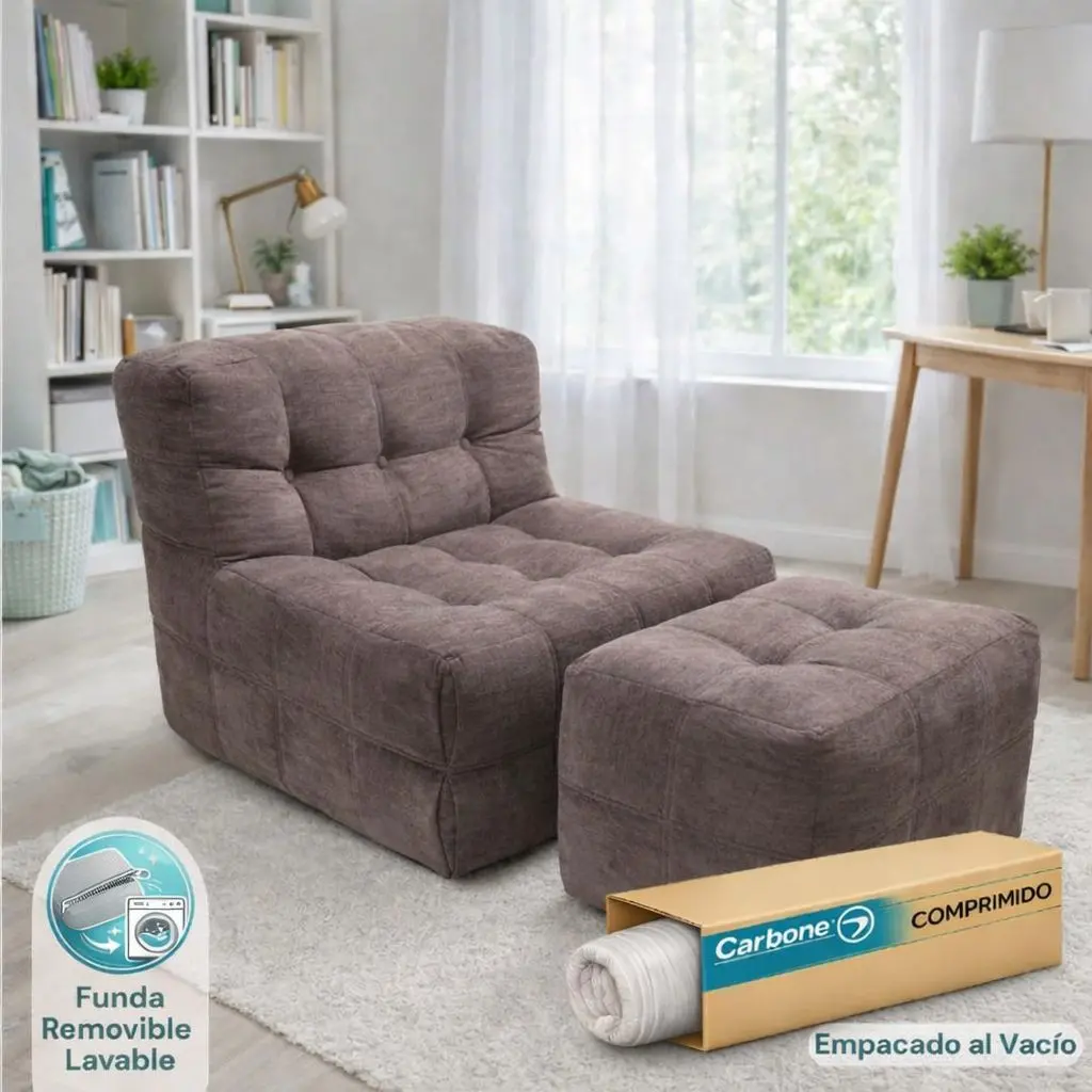 Sofá Empacado Al Vacio Memory Foam De Alta Densidad 85X100x72cm Color Gris Parduzco 1