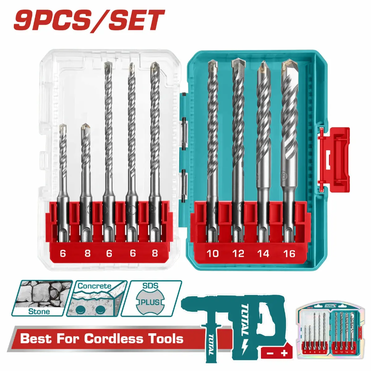 Brocas Para Rotomartillo Taladro Sds Plus De 9 Piezas. Se Vende En Juego. 1