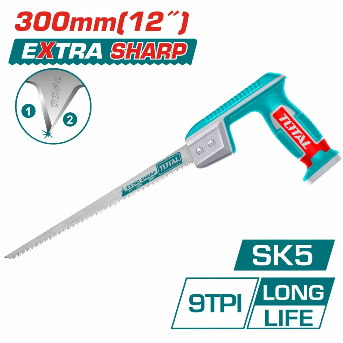 Sierra De Compas De 12" Sk5 9Tpi, Dientes Afilados En 2 Bordes. Corte Rápido. 1
