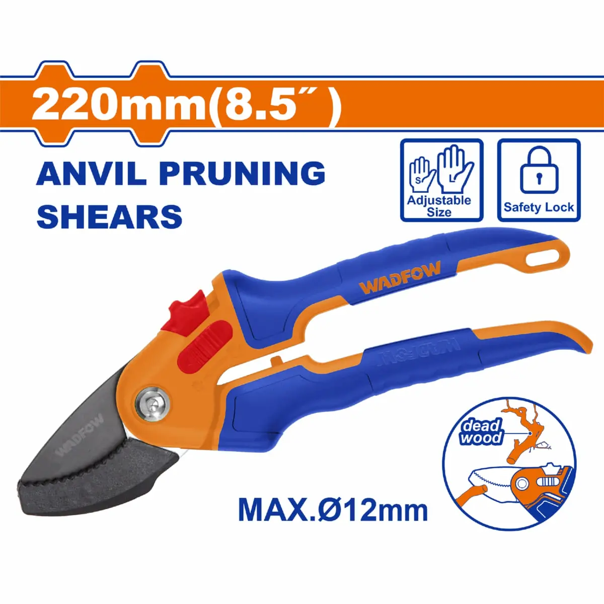 Tijera Para Podar Tipo Yunque 8" Acero Al Carbono Mango Ergonómico Para Manos Grandes Y Pequeñas. Ideal Para Poda De Ramas Y Madera Dura. Podadora De Ramas. 1