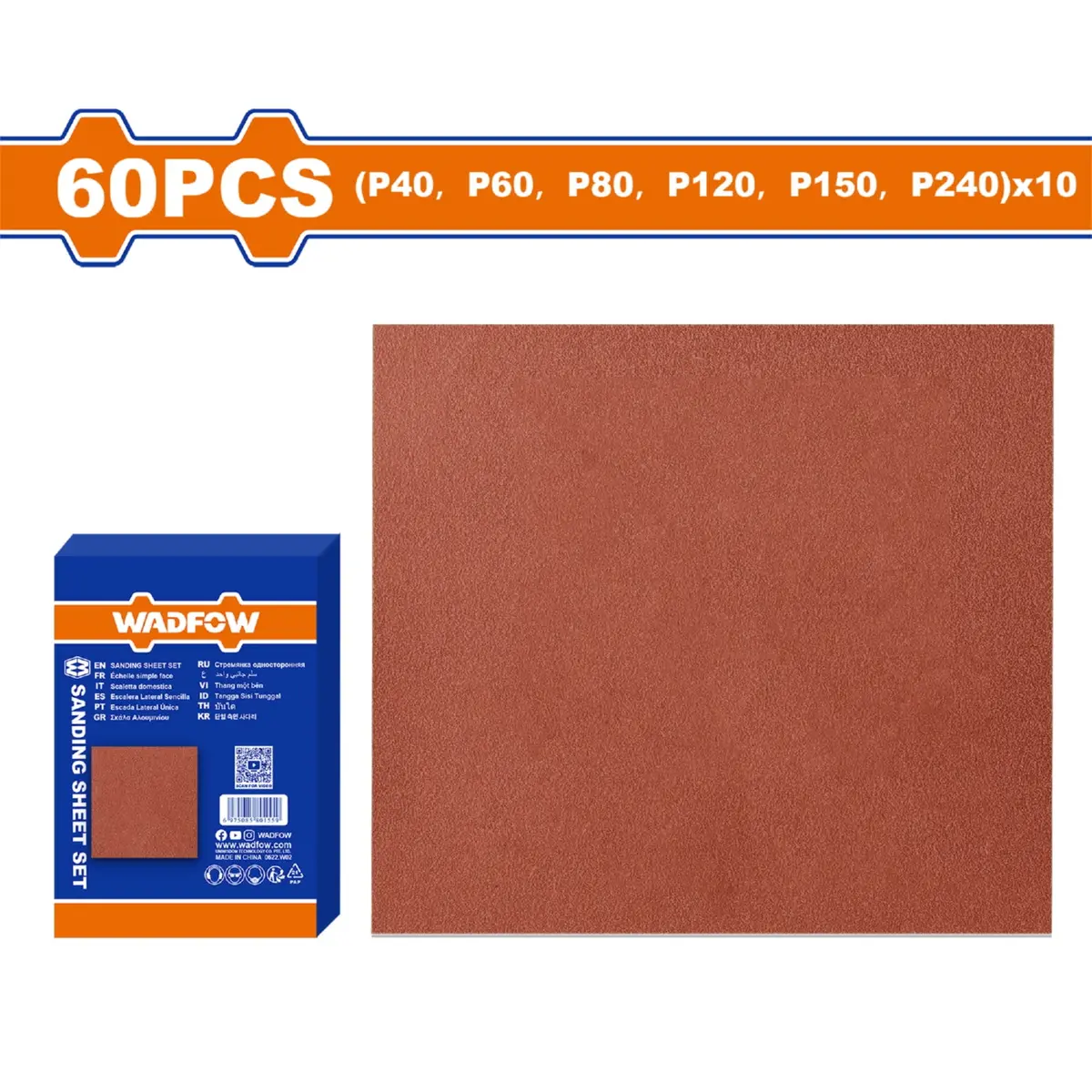 Papel De Lija Tamaño: 230X280 Mm 60 Piezas/Juego Areno: P40*10 Piezas P60*10 Piezas P80*10 Piezas P120*10 Piezas P150*10 Piezas P240*10 Piezas 1