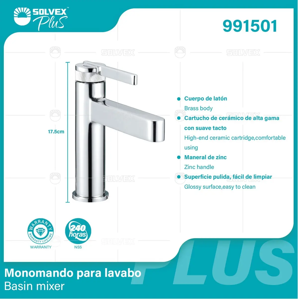 Llave De Lavamanos Individual. Color Cromado. Grifo Para Lavabo. Pluma Agua Fría Y Caliente. Altura De 17.5Cm. Garantía De Por Vida. 1