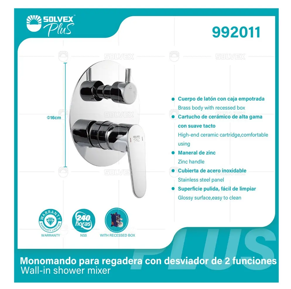 Ducha Para Empotrar. Juego De Mezcladora Monomando Con Regadera Redonda De 10”. Brazo Techo De 30 Cm. Color Cromado. Garantía De Por Vida. 1