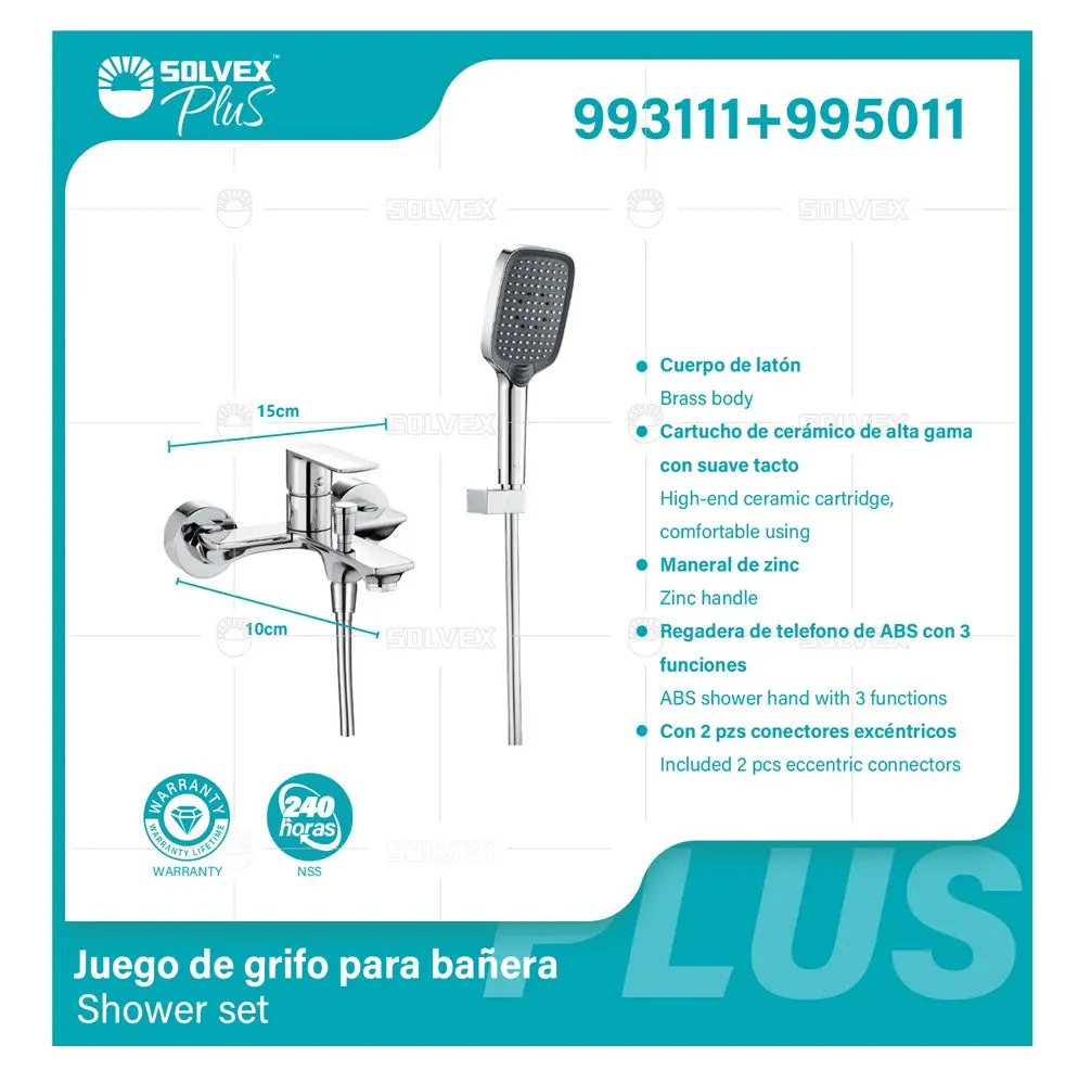 Ducha Para Empotrar. Juego De Mezcladora Monomando Con Regadera Redonda De 10” Y Ducha Teléfono De 3 Funciones. Garantía De Por Vida. 1