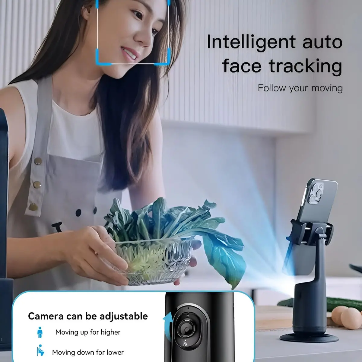 Trípode Inteligente Con Seguimiento Facial 360°. Auto Rotación Y Control Por Gestos. Ideal Para Vlogs O Videollamadas. Para Celular 1