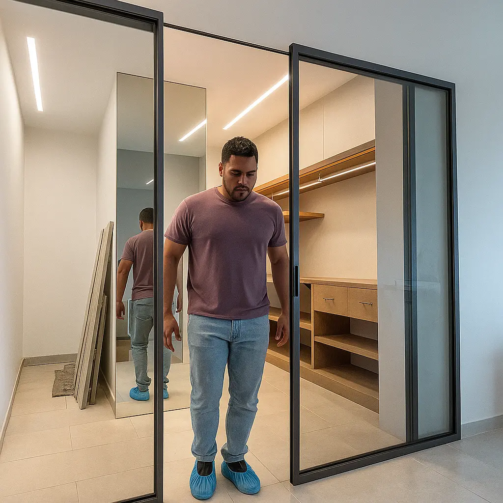 Puertas Corredizas Fantasma Ghost Para Marcos Aluminio Vidrio De 2 Hojas 2