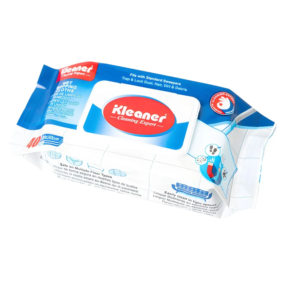 Paños Húmedos Para Trapeador Y Mopa Plana. Toallitas De Limpieza Para Pisos. Pack De  40 Unidades (20×30Cm). Wet Wipes. 1