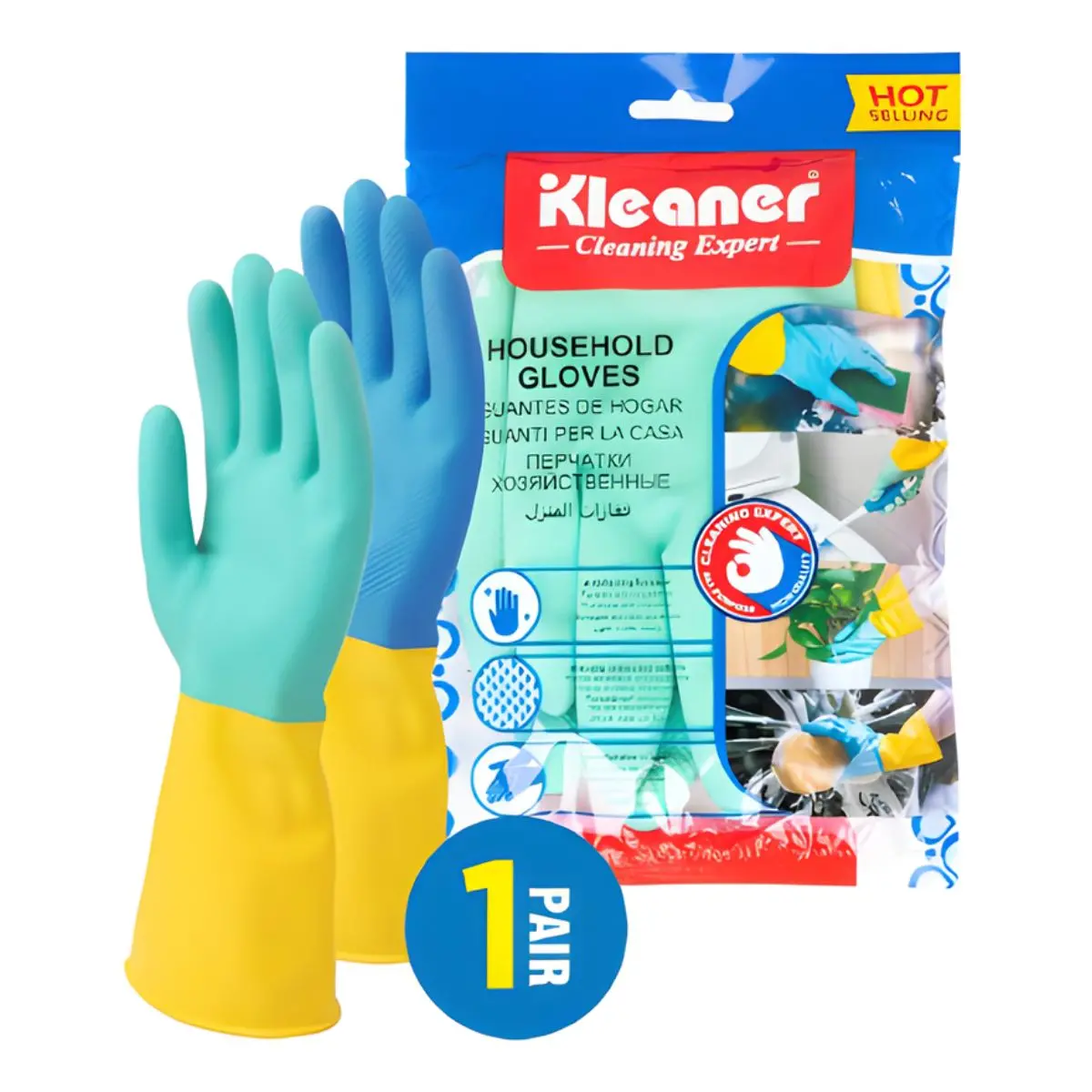 Guantes De Limpieza De Látex Reutilizables (1 Par). 1