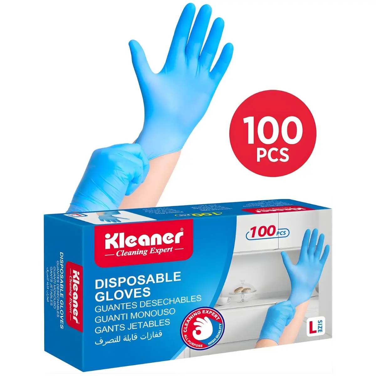 Guantes Desechables De Nitrilo (50 Pares) Talla L. Color Azul. 1