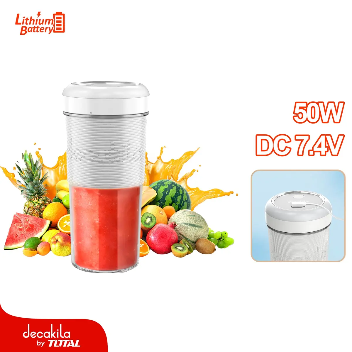 Licuadora Portátil 300Ml Potencia 50W  Cable Usb Para Cargar 1