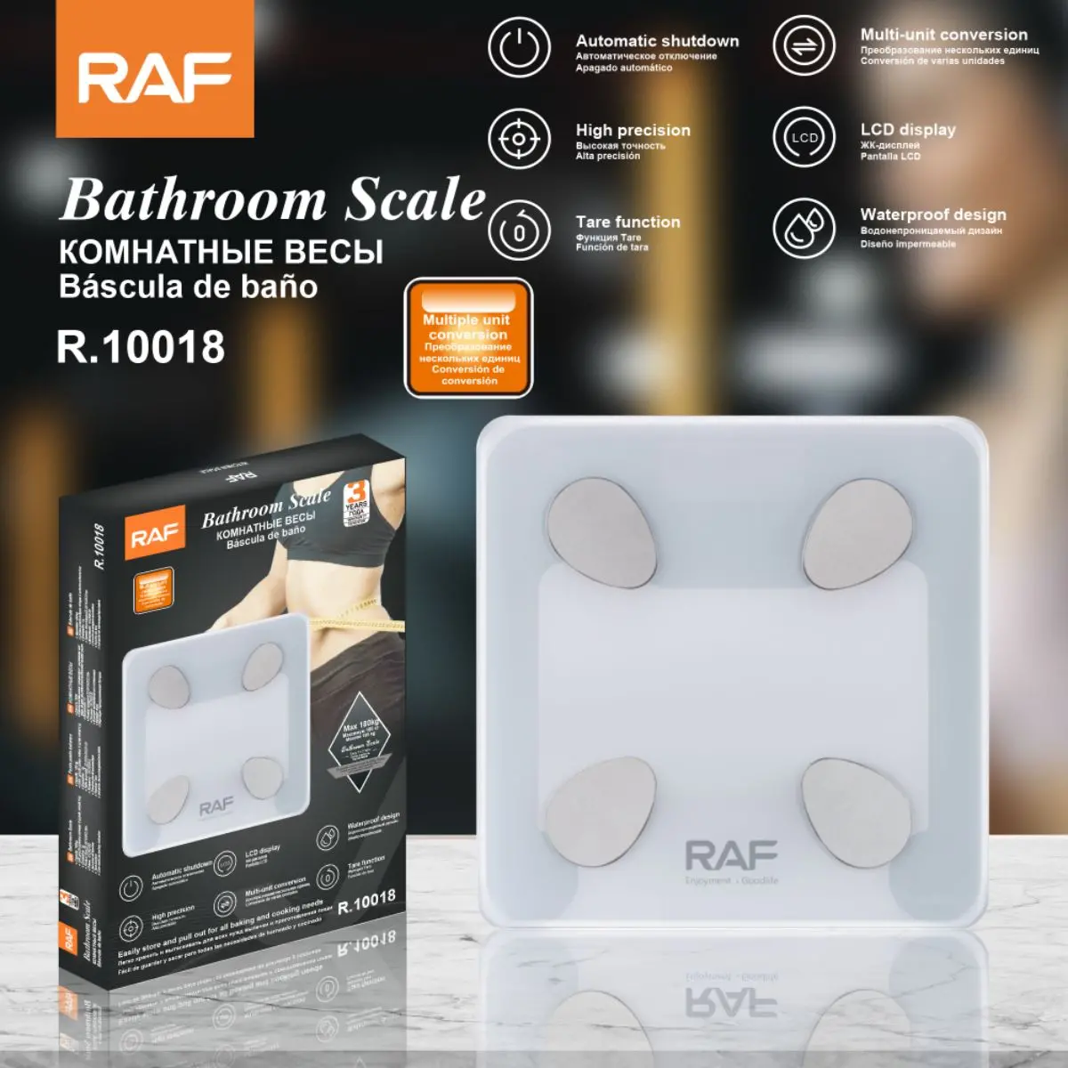 Báscula Digital De Baño 180Kg Con Pantalla Lcd. Balanza De Alta Precisión. Pesa Electrónica Impermeable. 1