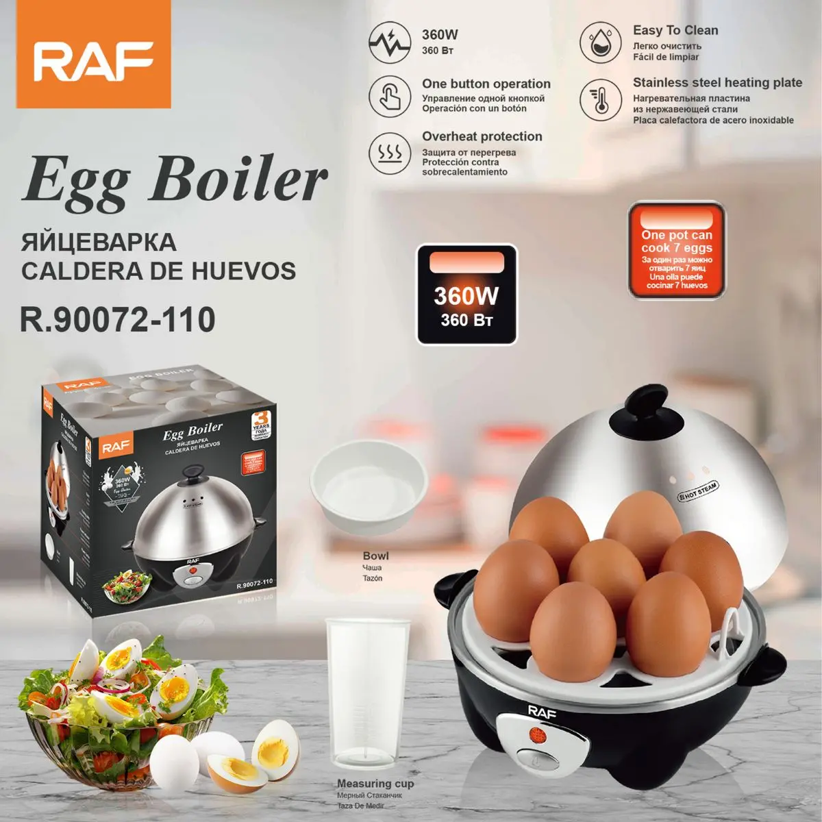 Hervidora De Huevos Con Capacidad Para 7 Unidades. Máquina Para Cocer Huevos Eléctrica 360W. Cocinador De Huevos 110V. 1