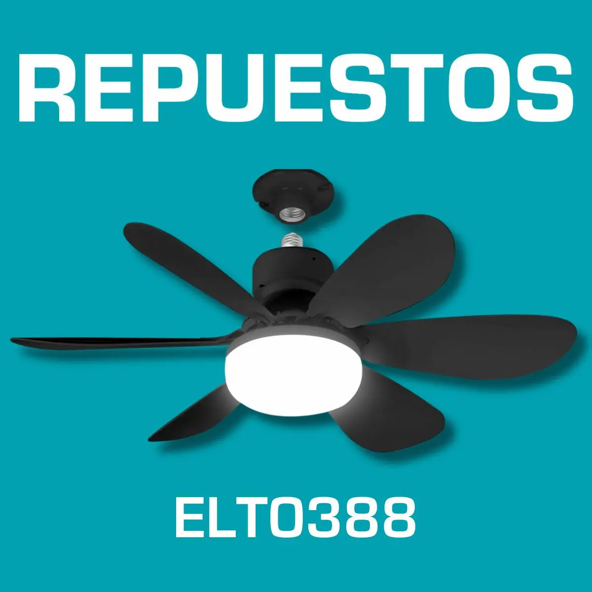 Repuestos Abanico De Techo 20" Socket Negro E27 Con Luz Led. Código Elt0388 1
