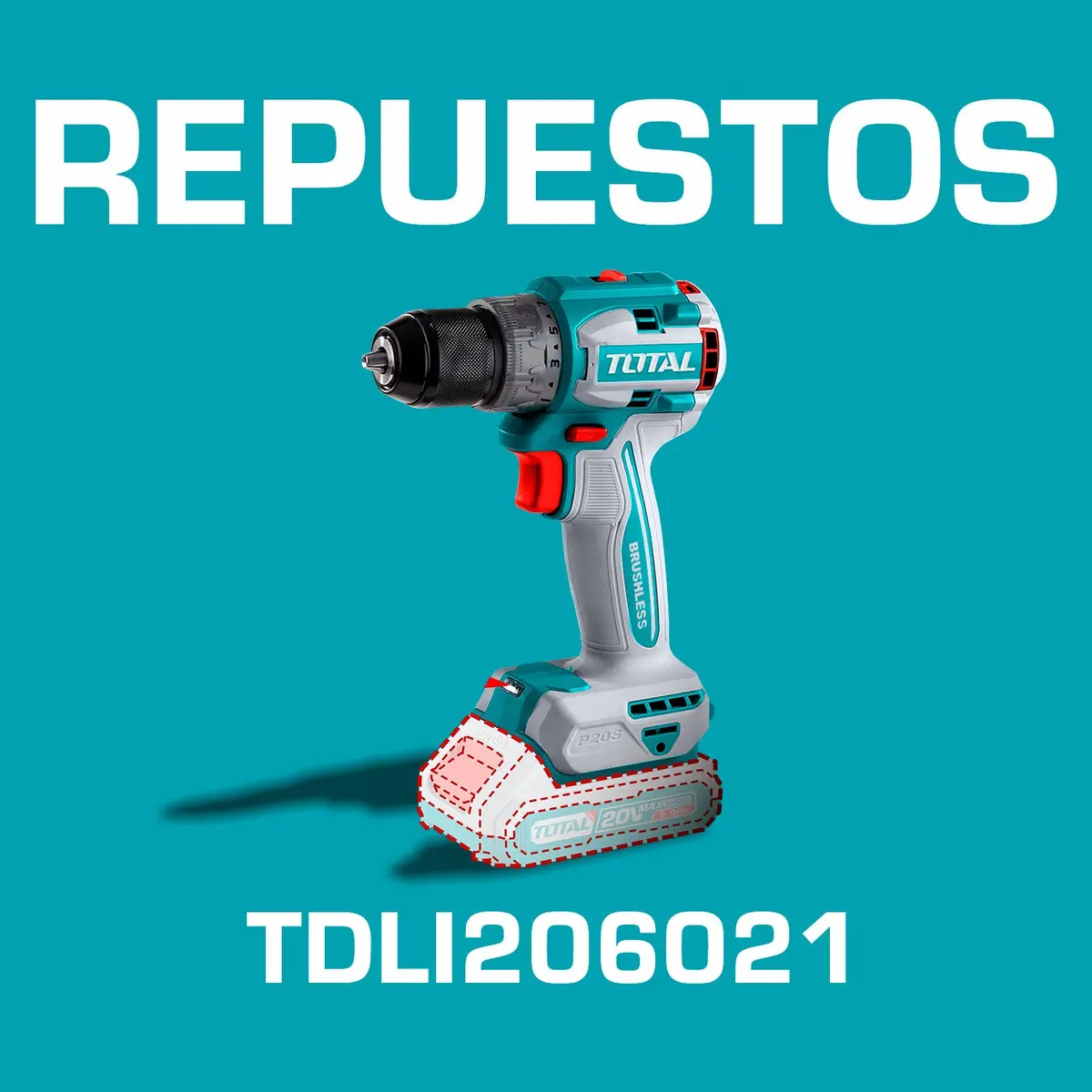 Repuestos Drill Taladro Inalámbrico 1/2" 20V 60Nm. Codigo Tdli206021 1