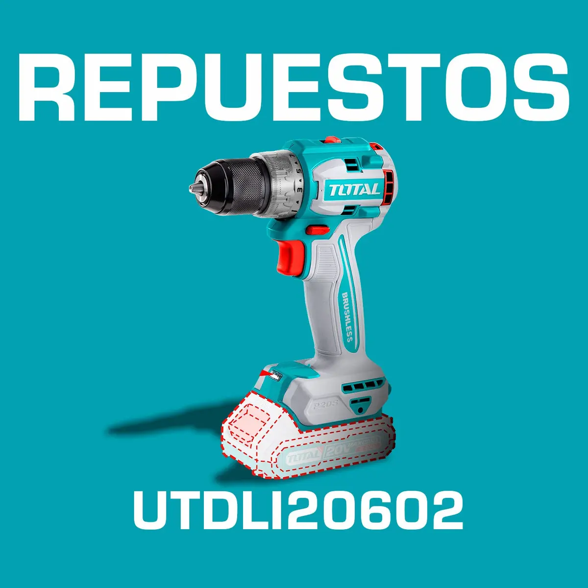 Repuestos Drill Taladro Inalámbrico 20V 1/2" 60Nm 22+1.  Codigo Utdli20602 1