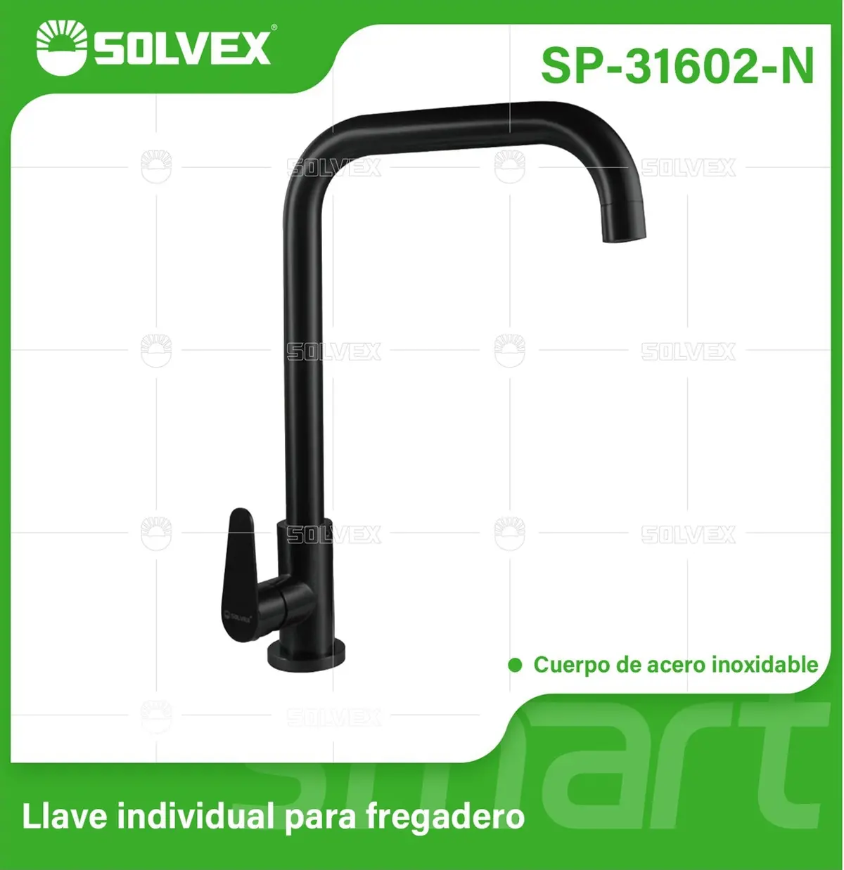Llave De Fregador Individual. Color Negro. Grifo Para Cocina. Pluma De Acero Inoxidable. 1