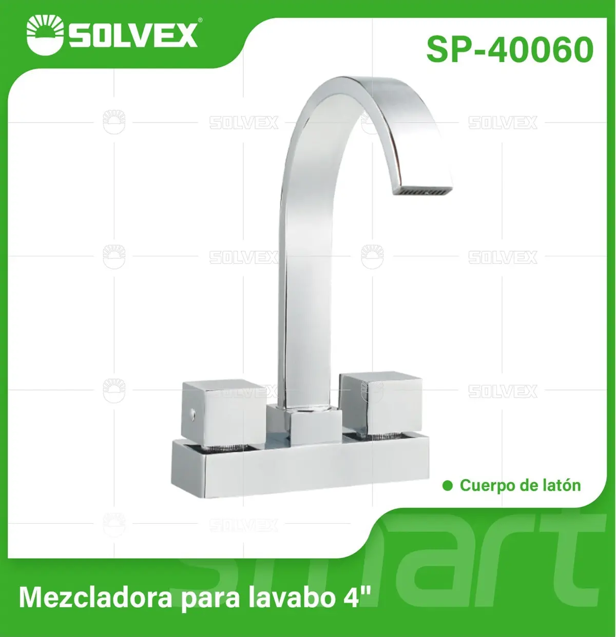 Llave Mezcladora 4" Para Lavamanos O Fregador Tipo Bar. Grifo Con Manerales Cuadrados Y Pluma Alta Cromada. 1