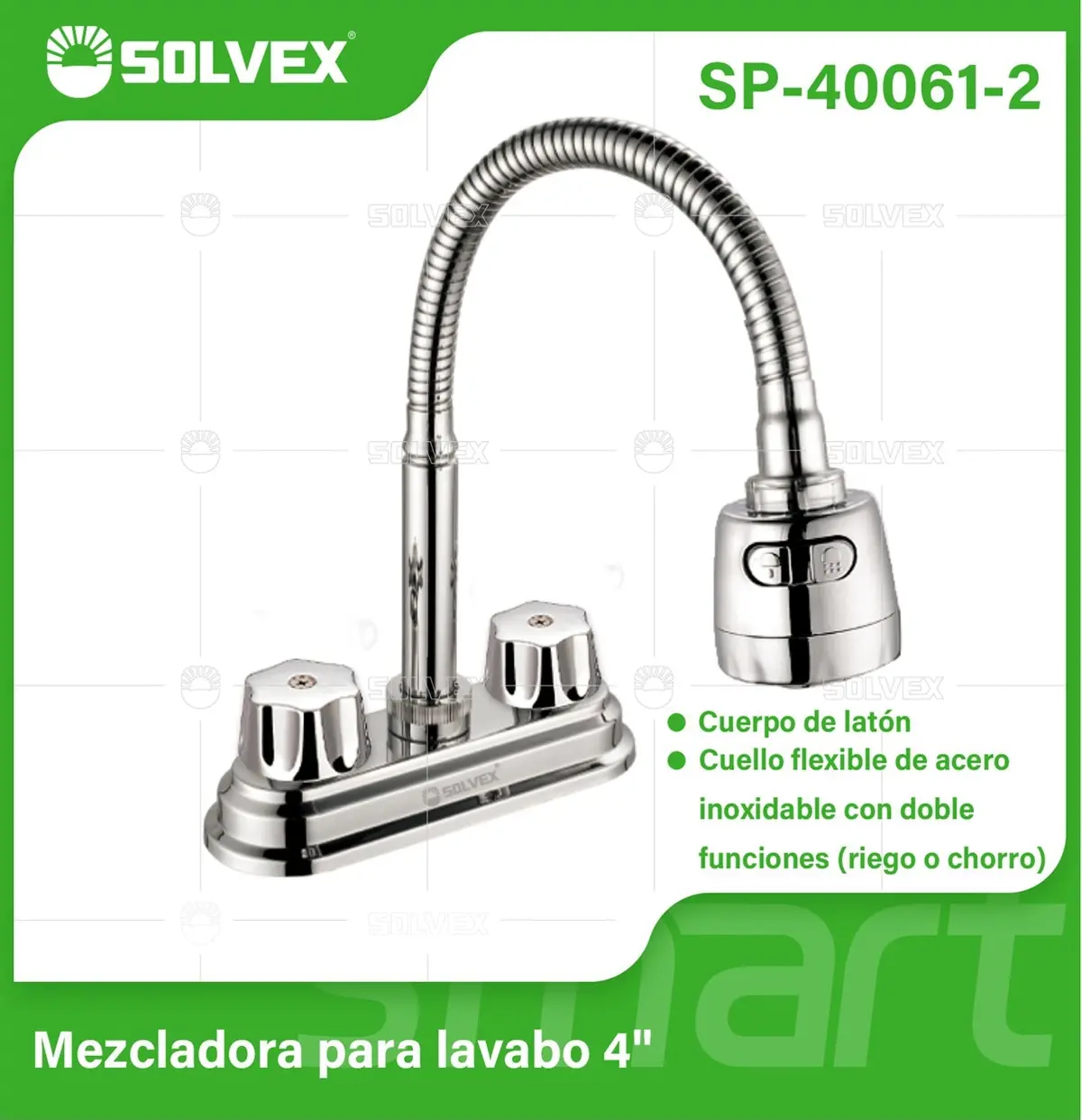Llave Mezcladora 4” Para Lavamanos O Bar. Grifo De Cuello Flexible Con Doble Función (Riego Y Chorro). Agua Fría Y Caliente. 1
