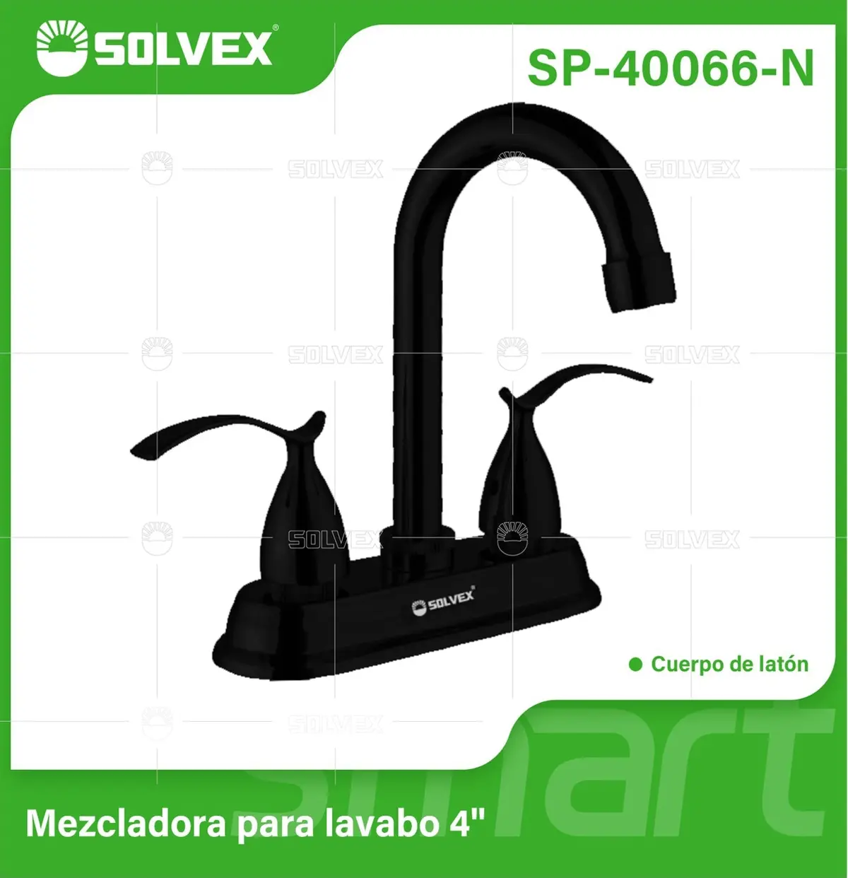 Llave Mezcladora 4" Para Lavamanos Con Cubierta Y Manerales. Pluma Grifo De Estilo Elegante En Color Negro. 1