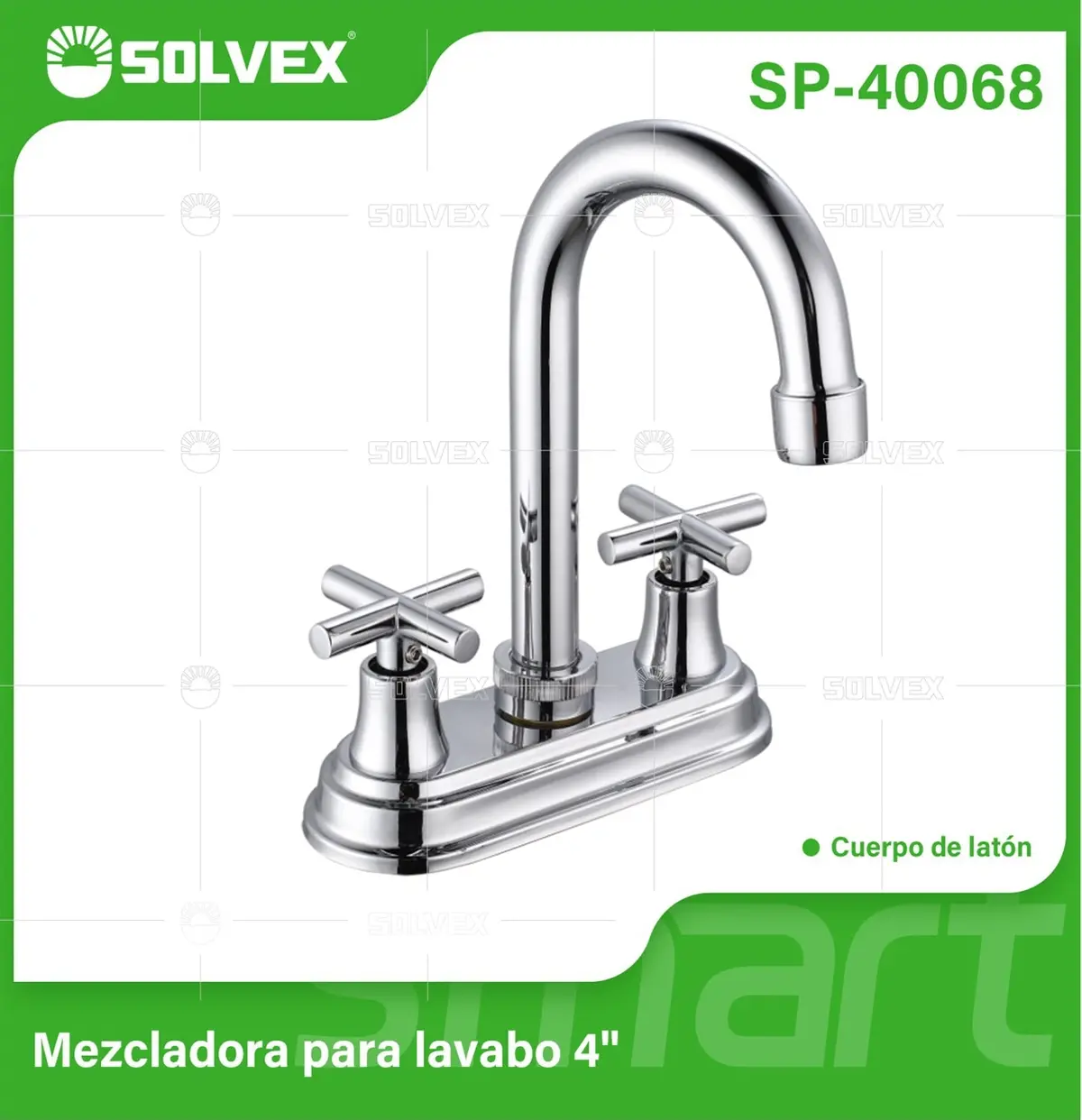 Llave Mezcladora 4" Para Lavamanos Con Cubierta Y Manerales Tipo Cruz. Pluma Giratoria Con Modo Frío Y Caliente. 1