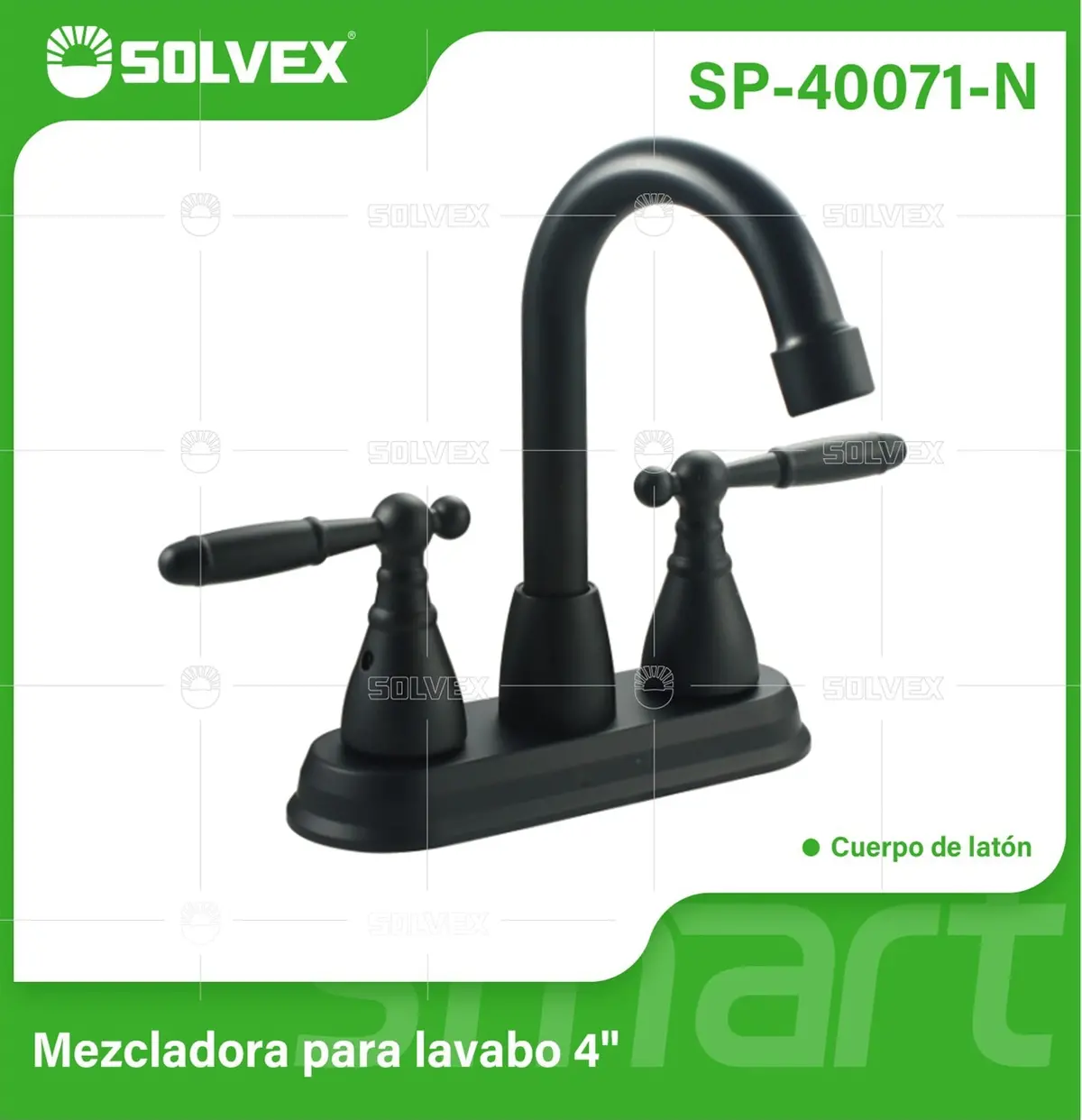 Llave Mezcladora 4" Para Lavamanos Con Cubierta Y Manerales Tipo Palanca. Pluma Grifo En Color Negro. 1