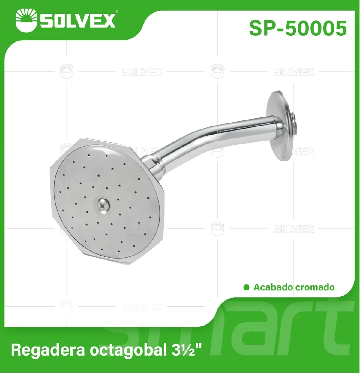 Regadera Para Ducha Octagonal 3½" Cromada. Cabezal De Alta Durabilidad Con Flujo Ajustable Para Baja Presión. 1