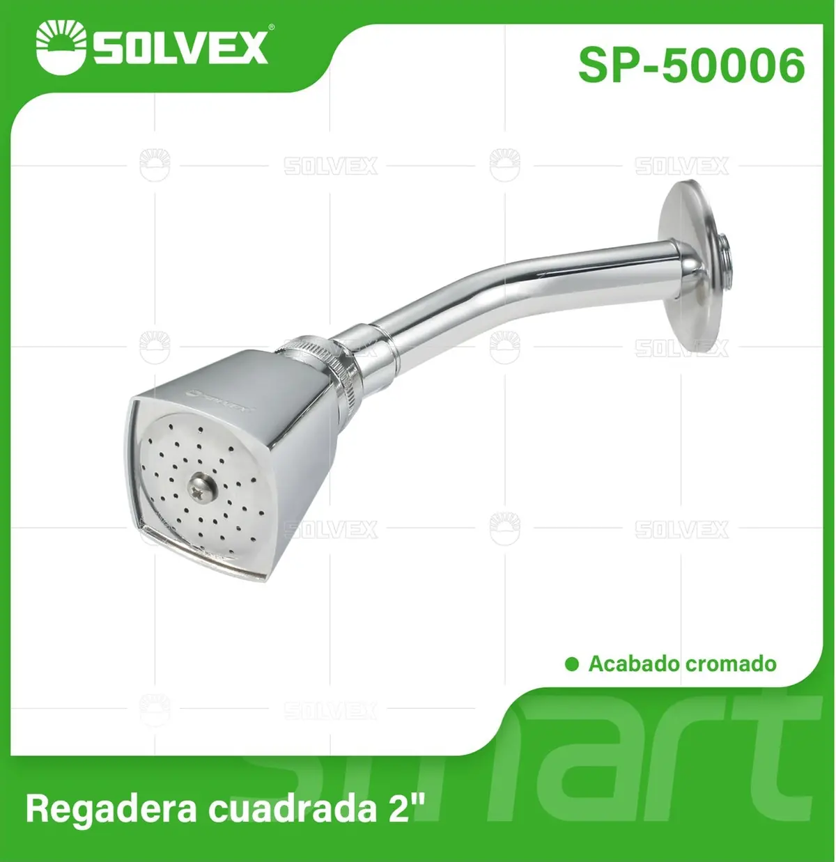 Regadera Para Ducha Con Cabezal Cuadrado 2" Cromado Brillante. Alta Durabilidad Y Caudal Ajustable. 1