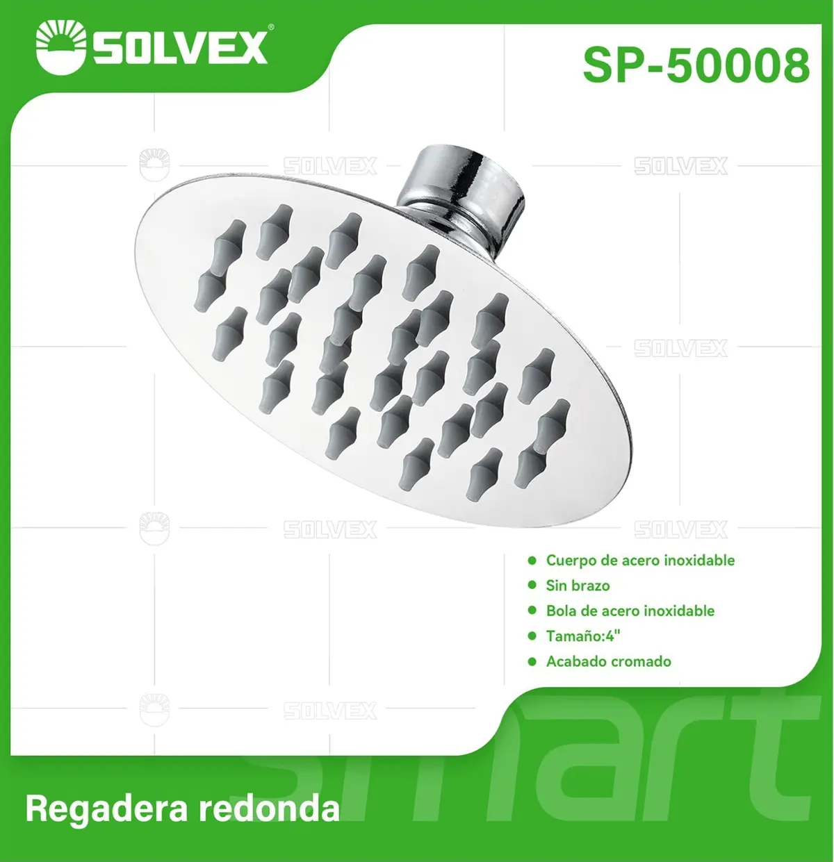 Cabezal De Ducha Redondo 4". Regadera De Acero Inoxidable Cromada. 1
