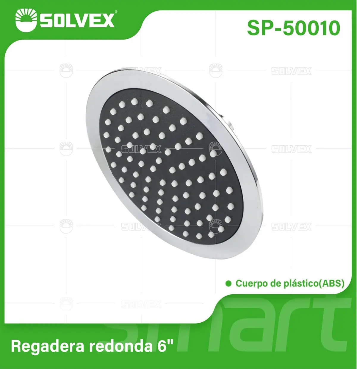 Regadera Para Ducha Redonda 6" Cromada. Cabezal De Plástico Abs Resistente. 1